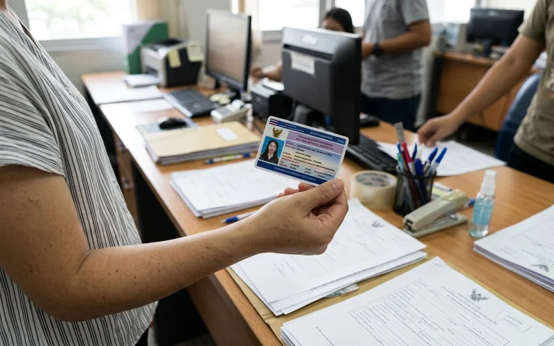 A new Thai driving licence card held in hand