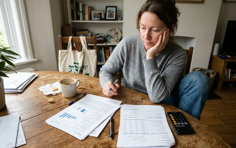 Weighing a decision with two sets of documents on a table