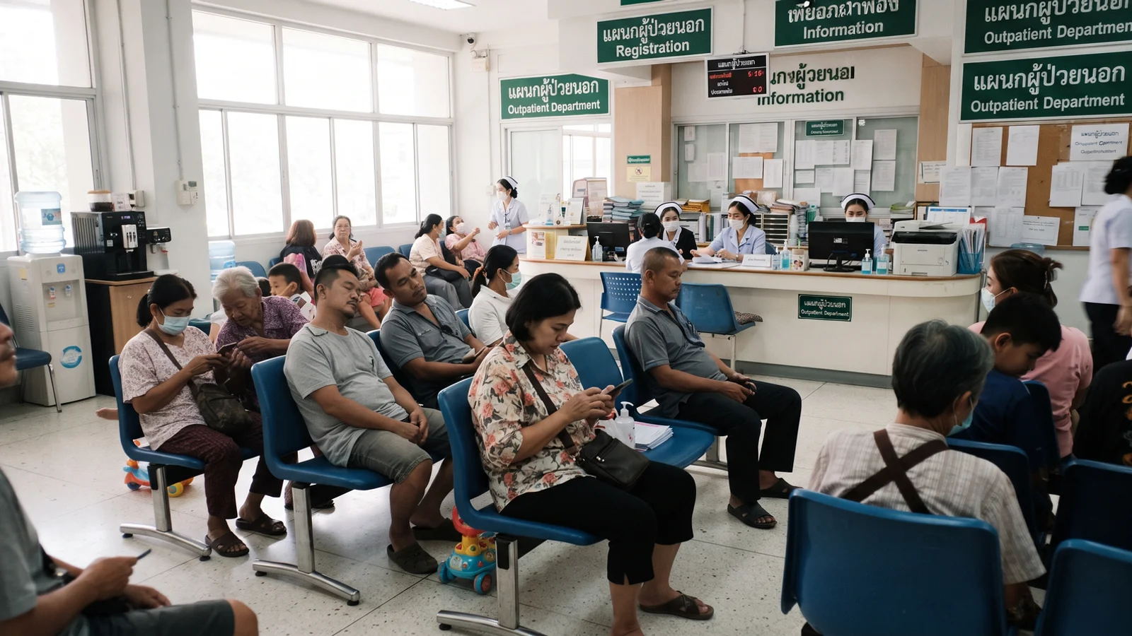 The reception area of a private hospital in Chiang Mai